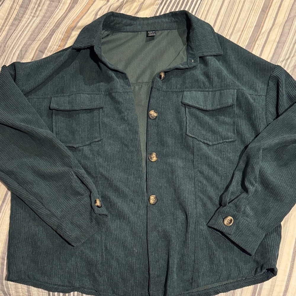 SHEIN Women’s Dark Green Corduroy Shirt Jacket